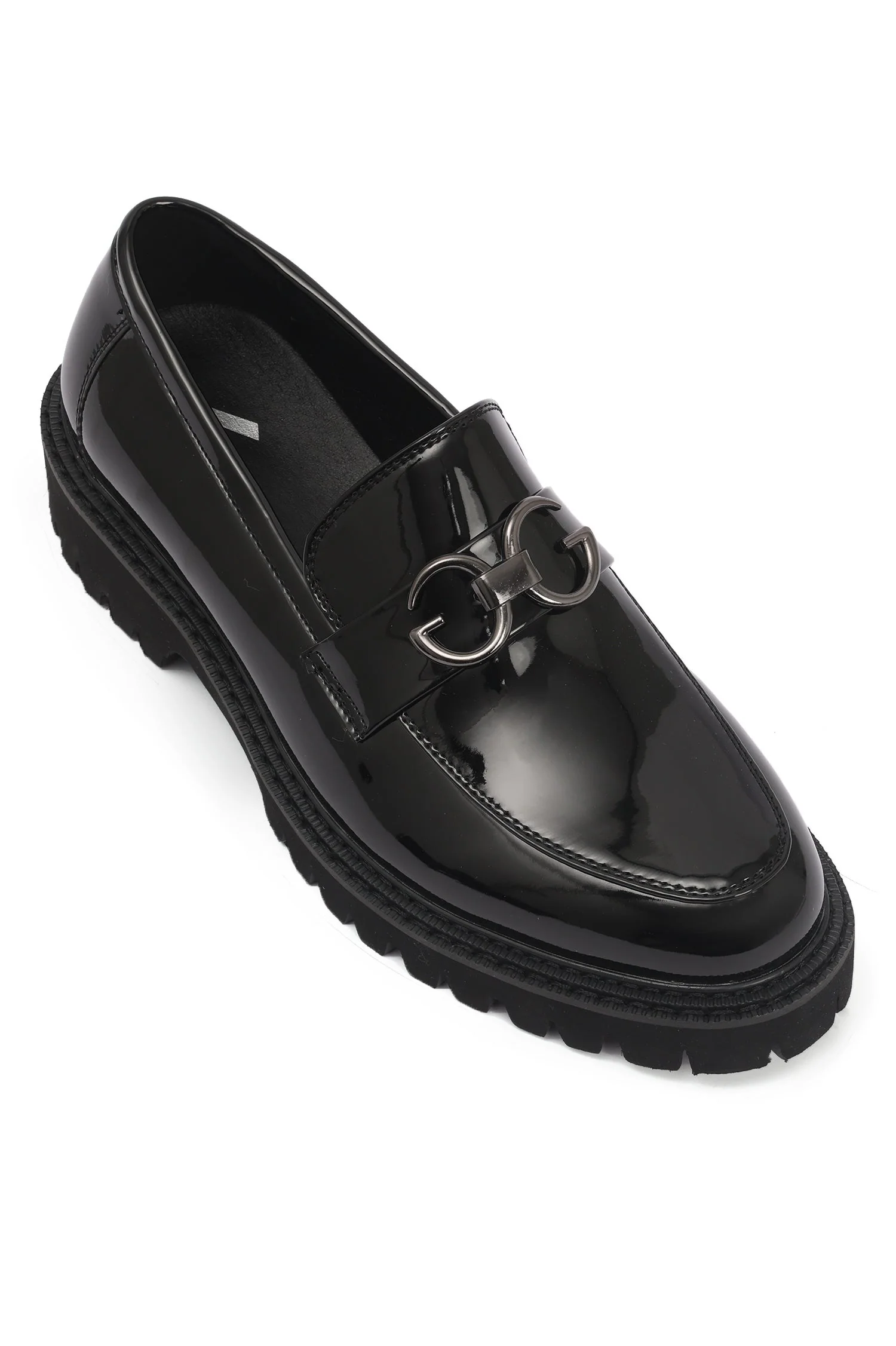 PATENT CHUNKY LOAFERS-BLACK