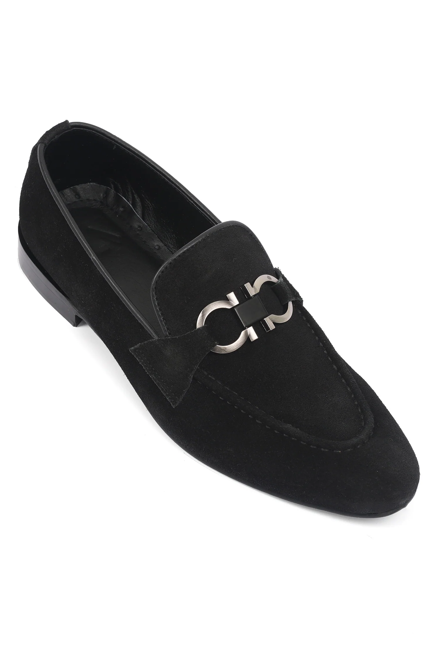 GENUINE SUEDE LOAFERS-BLACK