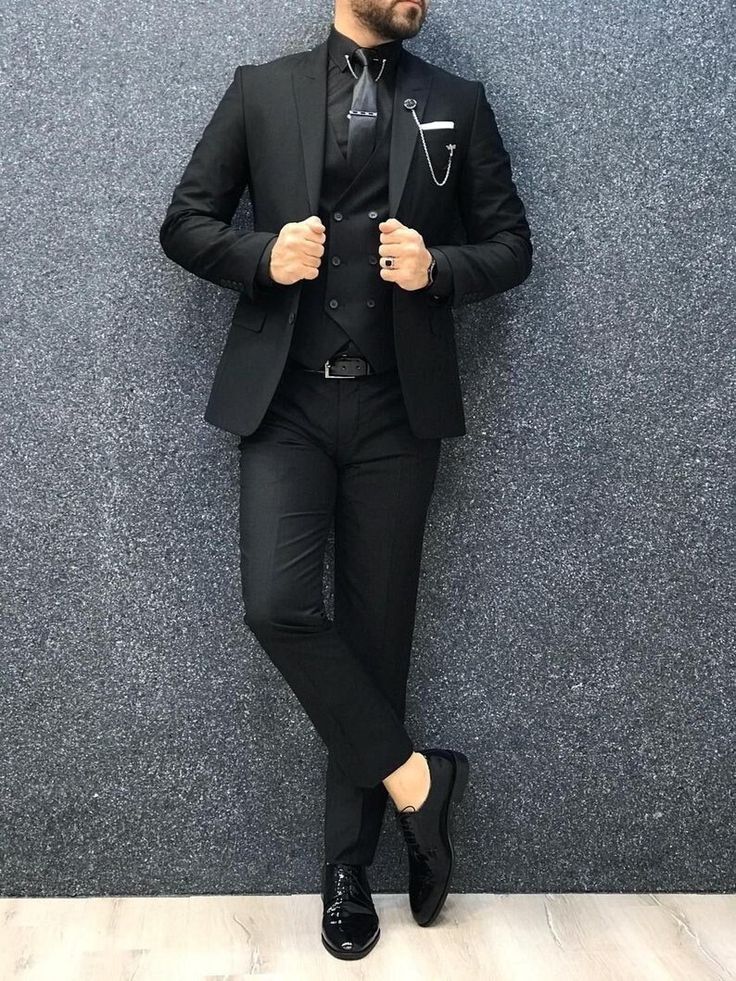 Men 3 piece Black Formal Suit